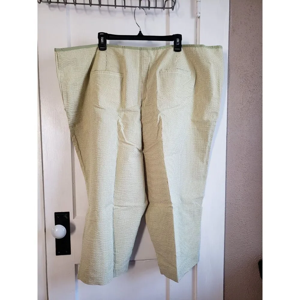 NWOT‎ LizClaiborne women 2pcs park green stripe jacket 3X w/Capris   28W